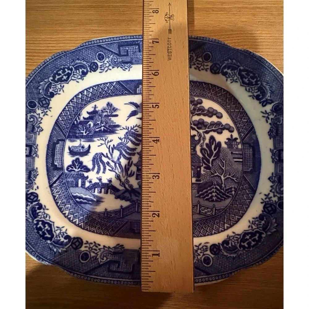 Antique Allerton's England Blue Willow Rectangle Plate Appetizer Platter 7